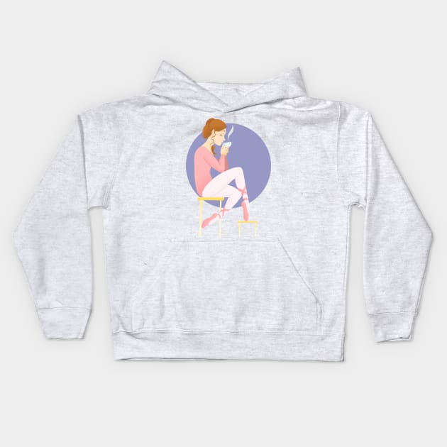 Ballet Tea Break Kids Hoodie by stacreek